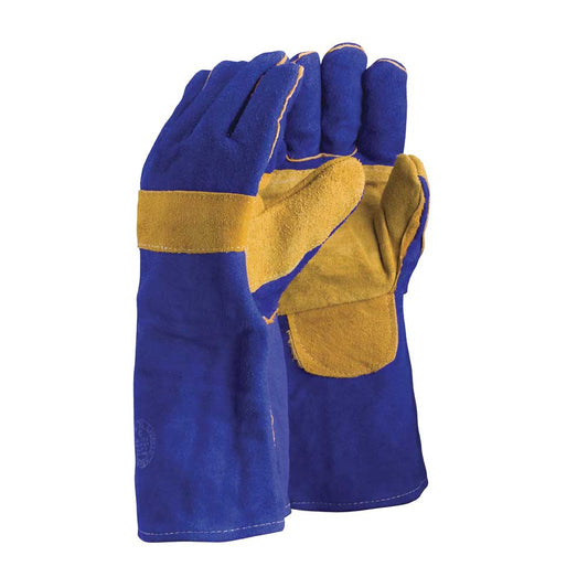 Guante Soldador Descarne Azul Refuerzo Palma, Hilo Kevlar 40 Cm.