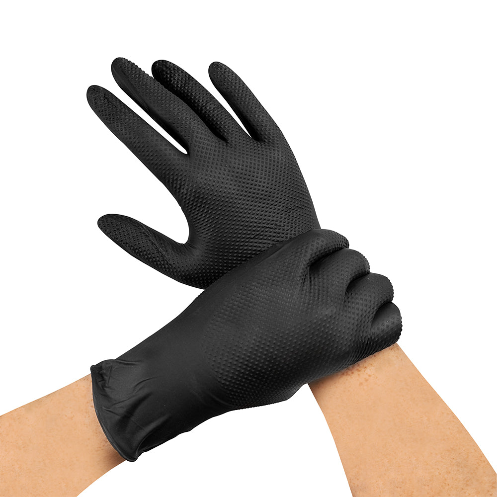 Guante nitrilo texturizado negro 8.0gr raven steelpro 100uds