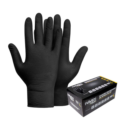 Guante nitrilo texturizado negro 8.0gr raven steelpro 100uds